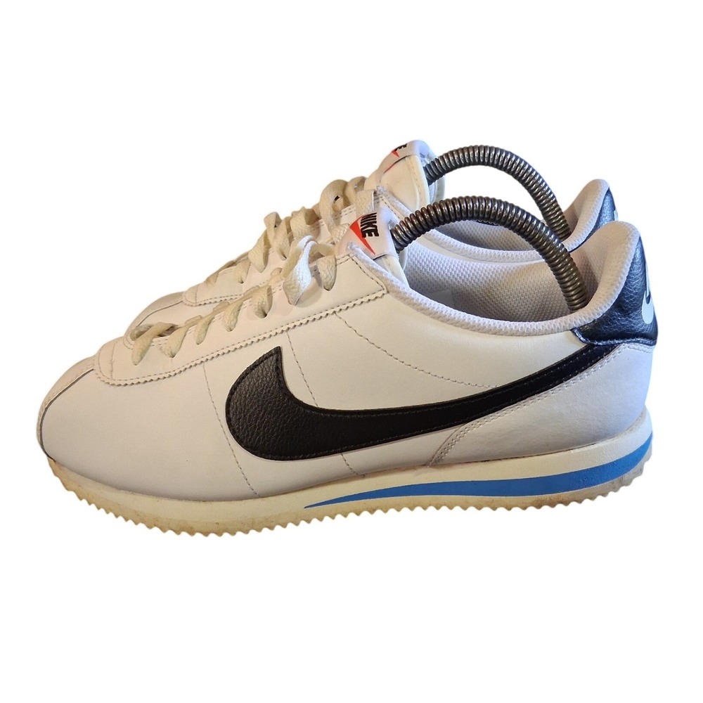 Nike Cortez Basic White Black Light Blue Leather Sneakers DM4044-100 Mens 9